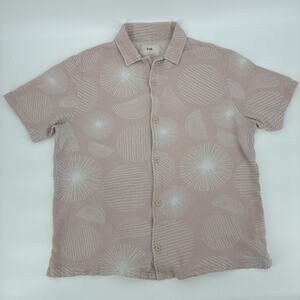 Folk Clothing London Shirt Men Large Jay Camp Shirt Pink Cotton Soft Fits Small